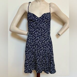 Reformation Navy Floral Mini Dress